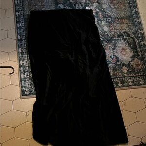 Anthropologie Black Velvet Maxi Skirt